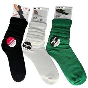 Gift Set 3 Pack Slouch Socks Bundle Retro 80's Aerobics Y2K Spandex‎ Fit Sz 9-11